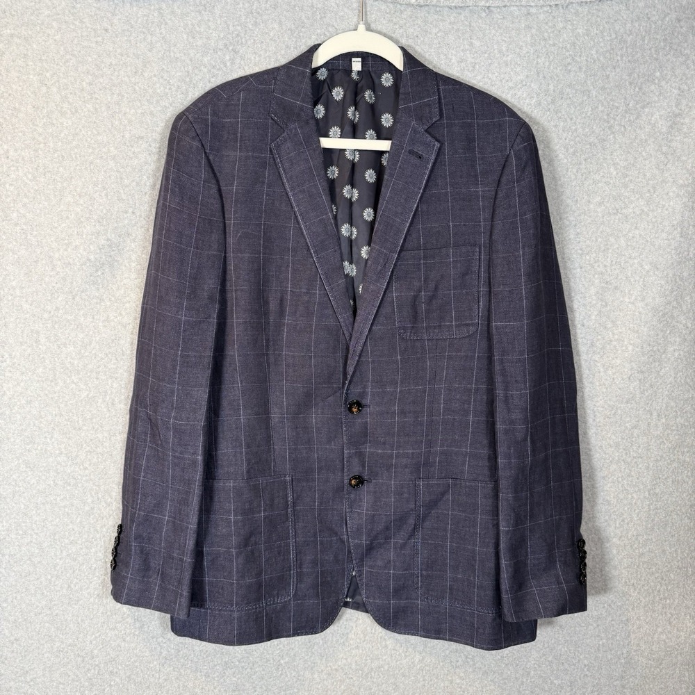 Baird mcnutt linen blazer jacker mens large slim fit navy blue